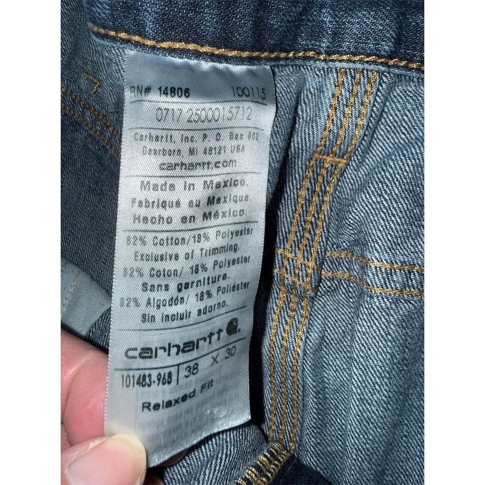 Carhartt Jeans Mens 38x30 Blue Medium Wash Relaxed Fit Straight Workwear